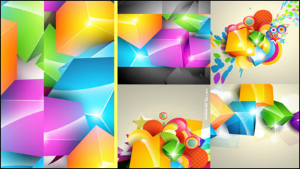 Gorgeous color cube background vector material