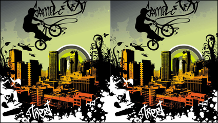 Trend of the elements with urban silhouette 01 - vector