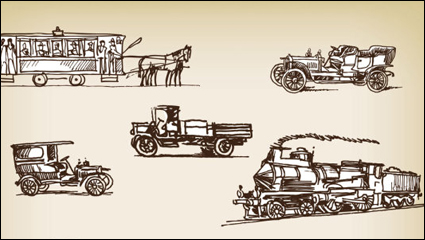 European-style hand-drawn transport carrier 02-- vector material 