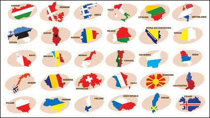 Colorful map silhouette vector material -1