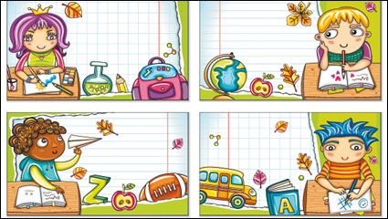 Cute colorful cartoon boys and girls 02 - Vector picture