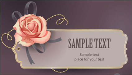 Vintage Roses Card text template vector material -3