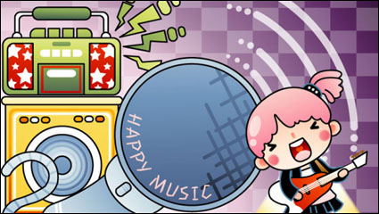 Cartoon Music illustrator 03 - vector material