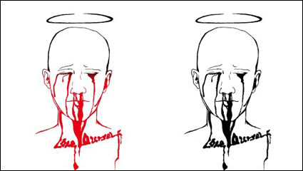 Hand painted the terrorist line art Vector