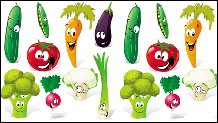 Cartoon vegetables expression 01 - vector material