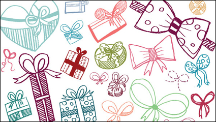 Lovely hand-painted gift bow vector material