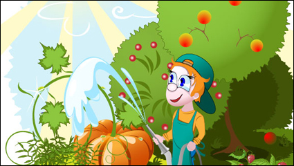 Cartoon orchard 02 - vector material