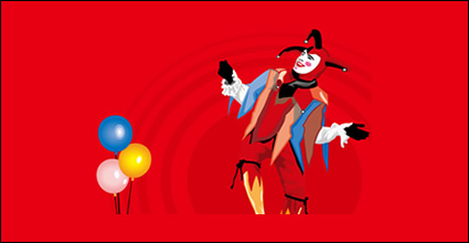 Balloons and clown vector material