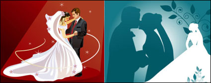 Married, kiss, dancing, the bride, groom vector