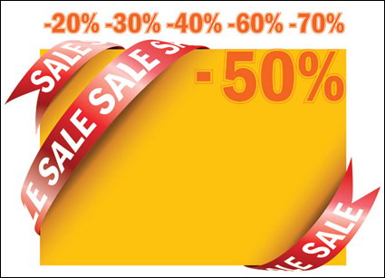 Sale Ribbon Card Vector