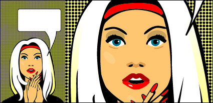 Dynamic female comic style vector material