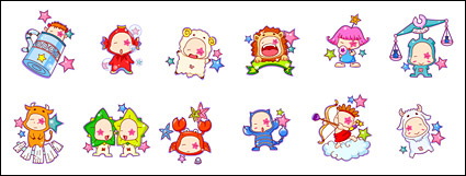 12 lovely constellation ai vector icon